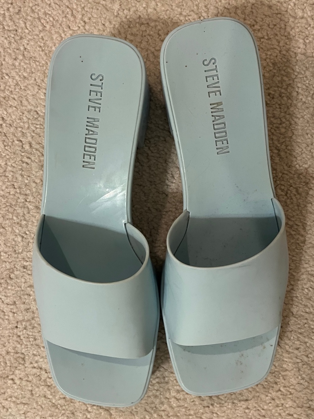Steve Madden Pale Blue Single-Band Slide Mules